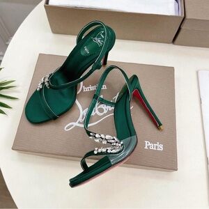 Glamorous Green Slingback Strappy Heels